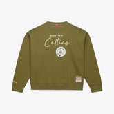 Boston Celtics Women's Lightweight Script Sweatshirt - Olive | Mitchell & Ness shop
