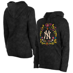 New York Yankees Women's Día de Muertos Mineral Wash Hoodie Sweatshirt - Black | New Era