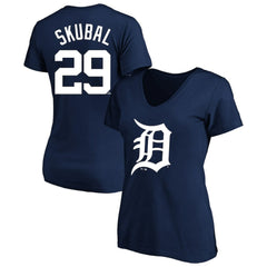 Tarik Skubal Detroit Tigers Profile Women's Plus Size Name & Number V-Neck T-Shirt - Navy
