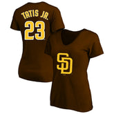 Fernando Tatis Jr. San Diego Padres Profile Women's Plus Size Name & Number V-Neck T-Shirt - Brown