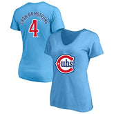 Pete Crow-Armstrong Chicago Cubs Profile Women's Plus Size Name & Number V-Neck T-Shirt - Light Blue