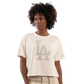 Los Angeles Dodgers Starter Women's Rhinestone Sprinkle Boxy Cropped T-Shirt - Cream