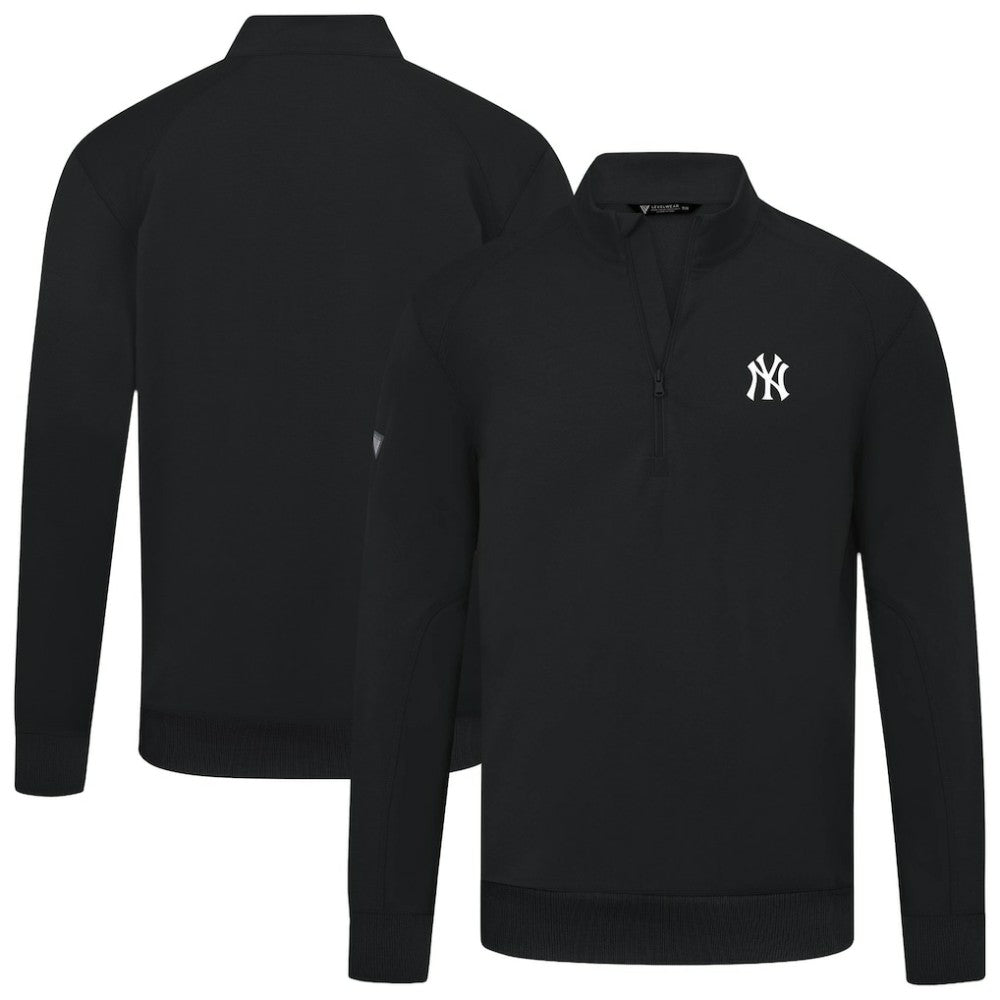 New York Yankees Levelwear Upright Insignia Tri-Blend Quarter-Zip Pullover - Black