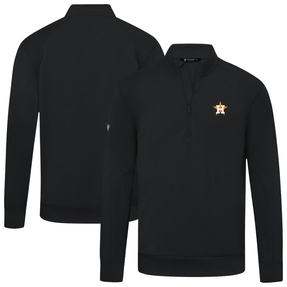 Houston Astros Levelwear Upright Insignia Tri-Blend Quarter-Zip Pullover - Black