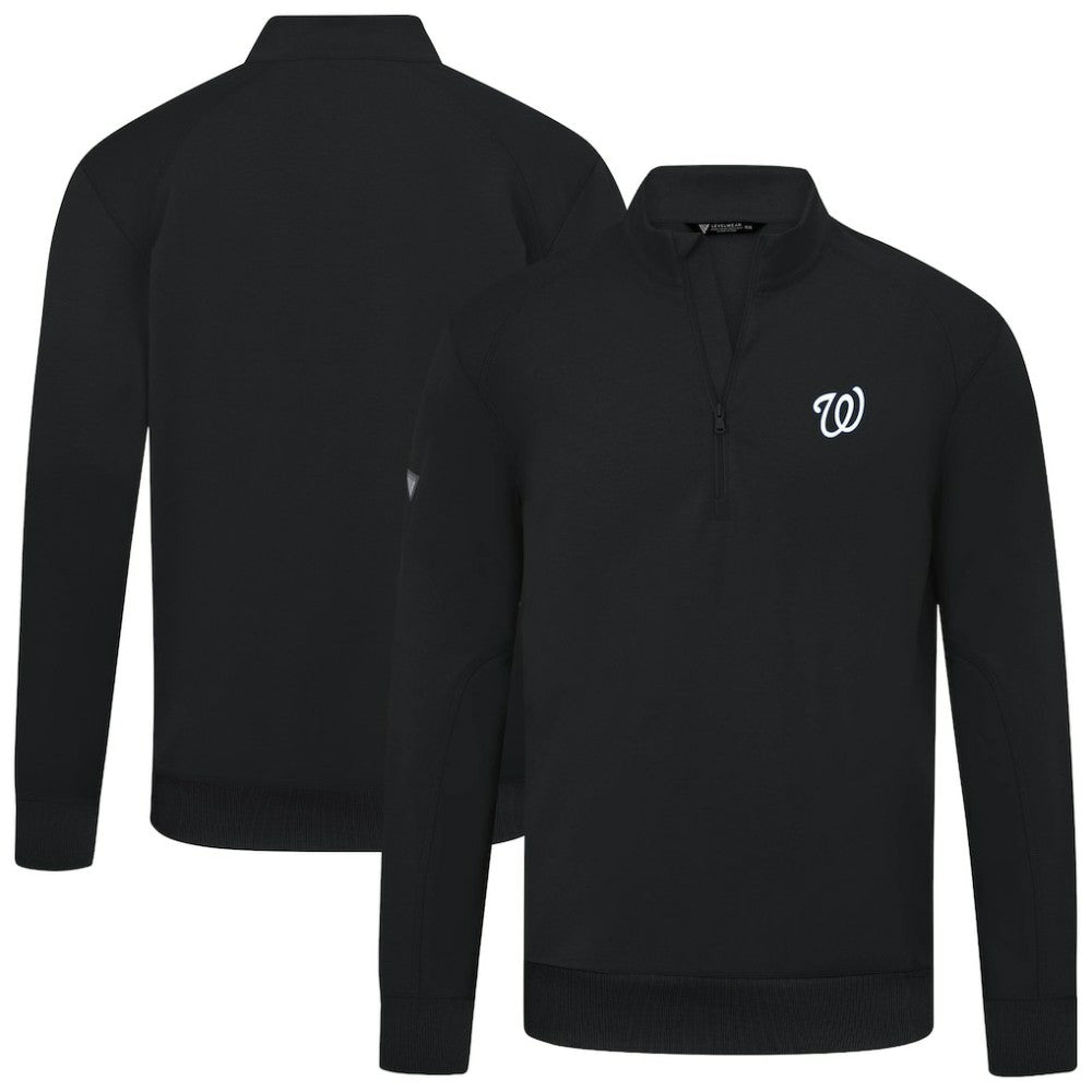Washington Nationals Levelwear Upright Insignia Tri-Blend Quarter-Zip Pullover - Black
