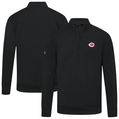 Cincinnati Reds Levelwear Upright Insignia Tri-Blend Quarter-Zip Pullover - Black
