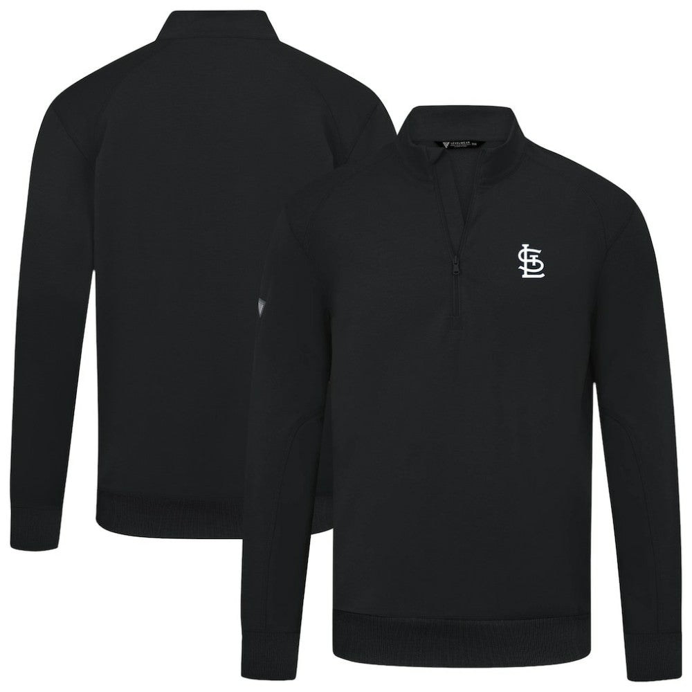 St. Louis Cardinals Levelwear Upright Insignia Tri-Blend Quarter-Zip Pullover - Black