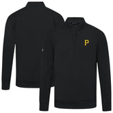 Pittsburgh Pirates Levelwear Upright Insignia Tri-Blend Quarter-Zip Pullover - Black