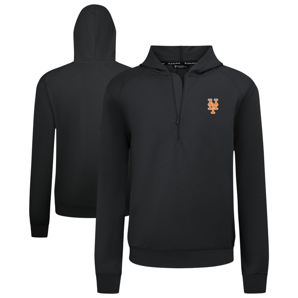New York Mets Levelwear Technic Insignia Quarter-Zip Hoodie - Black