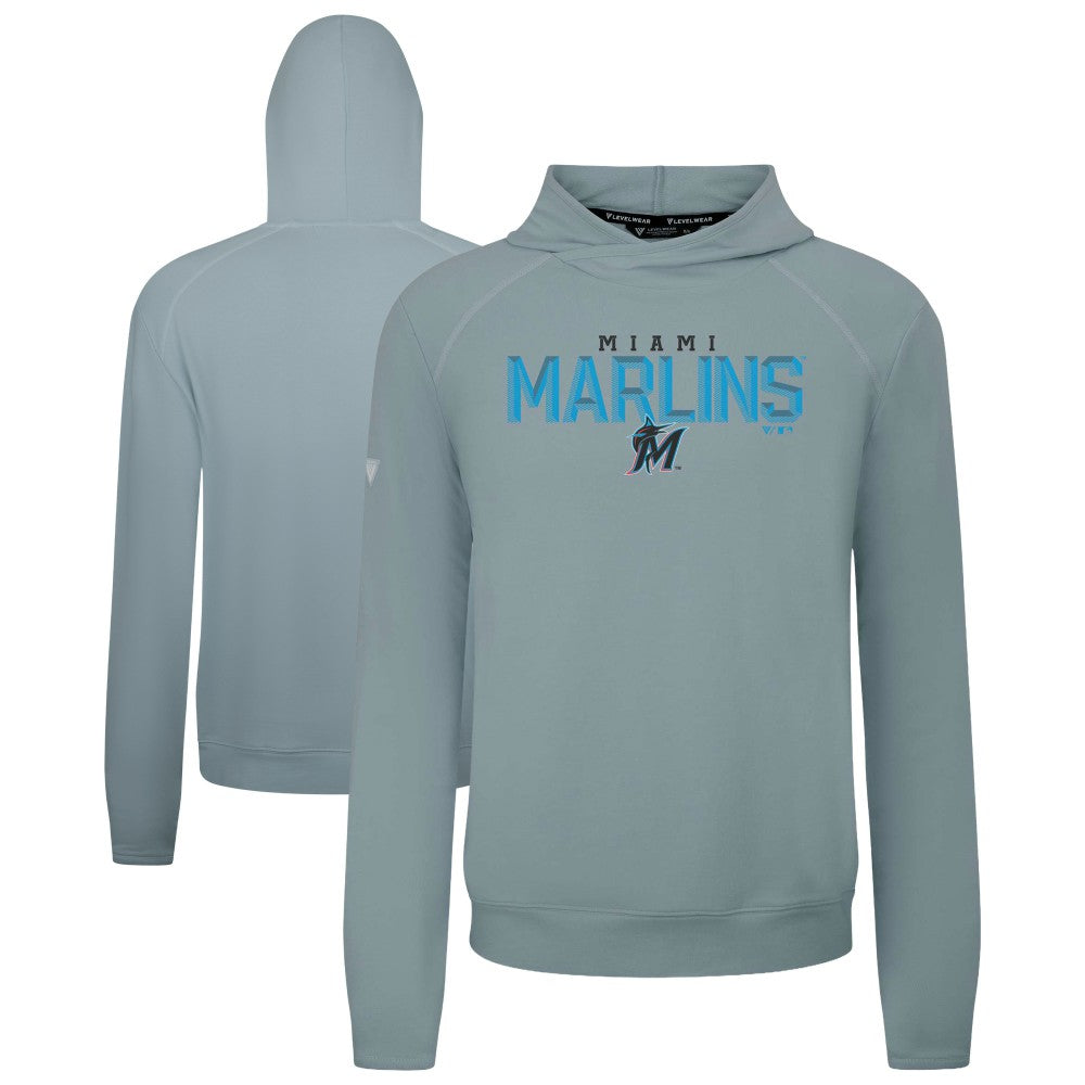 Miami Marlins Levelwear Mandate Carve Tri-Blend Hoodie - Gray