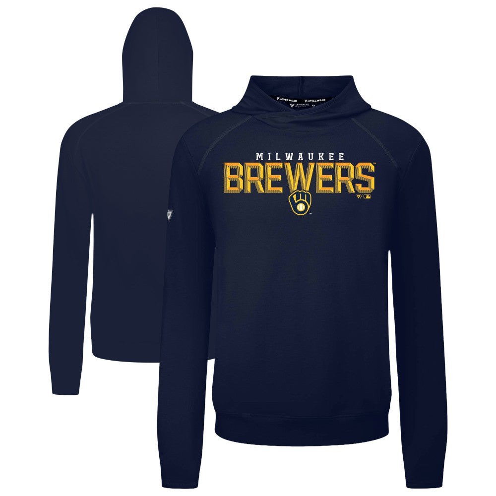 Milwaukee Brewers Levelwear Mandate Carve Tri-Blend Hoodie - Navy