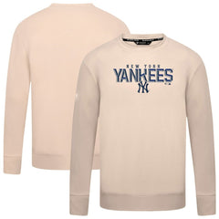 New York Yankees Levelwear Mandate Carve Tri-Blend Sweatshirt - Khaki