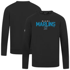 Miami Marlins Levelwear Mandate Carve Tri-Blend Sweatshirt - Black