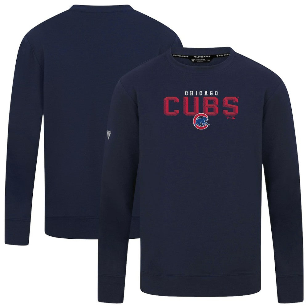 Chicago Cubs Levelwear Mandate Carve Tri-Blend Sweatshirt - Navy