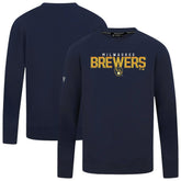 Milwaukee Brewers Levelwear Mandate Carve Tri-Blend Sweatshirt - Navy