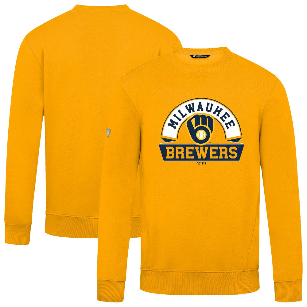 Milwaukee Brewers Levelwear Zane Banner Arch Sweatshirt - Gold