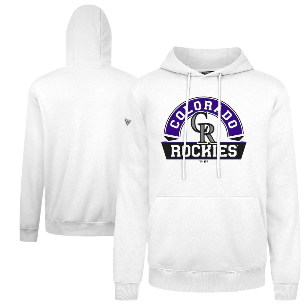 Colorado Rockies Levelwear Podium Banner Arch Hoodie - White