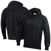 New York Yankees Champion Tonal Reverse Weave Fleece Hoodie - Black