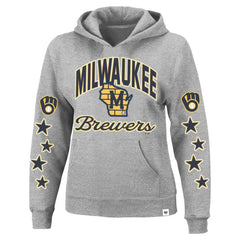 Milwaukee Brewers Women's Plus Size Starry Eye Hoodie - Heather Gray | 47 brand