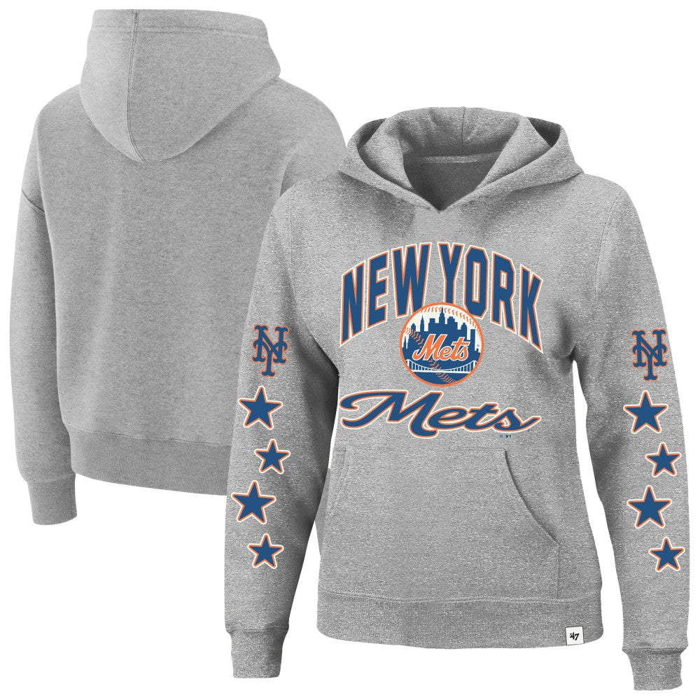 New York Mets Women's Plus Size Starry Eye Hoodie - Heather Gray | 47 brand