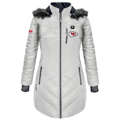 Kansas City Chiefs ActionHeat Women's 5V Battery Heated Long Puffer Full-Zip Hoodie Jacket - White online