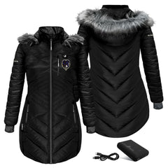 Baltimore Ravens ActionHeat Women's 5V Battery Heated Long Puffer Full-Zip Hoodie Jacket - Black for sale