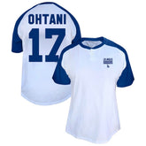 Shohei Ohtani Los Angeles Dodgers Profile Women's Plus Size Name & Number Raglan Henley T-Shirt - White