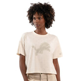 Detroit Lions Starter Women's Rhinestone Sprinkle Boxy Cropped T-Shirt - Cream outlet