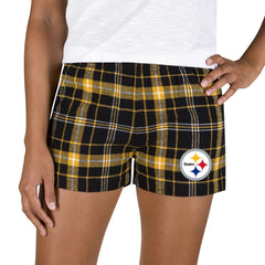 Pittsburgh Steelers Concepts Sport Women's Ultimate Flannel Shorts - Black/Gold cheap