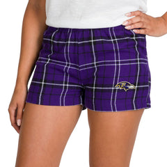 Baltimore Ravens Concepts Sport Women's Ultimate Flannel Shorts - Purple/Black on sale