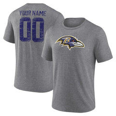 Baltimore Ravens Heritage Custom Name & Number Tri-Blend T-Shirt - Gray online