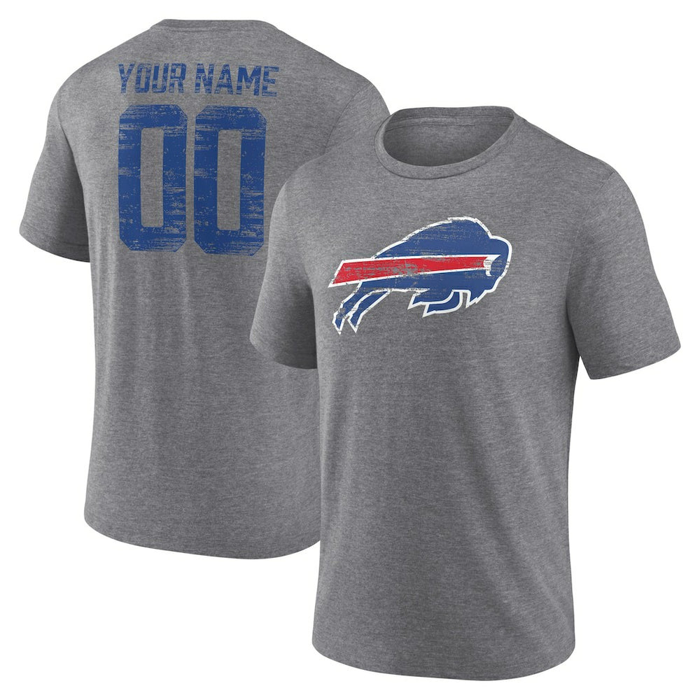 Buffalo Bills Heritage Custom Name & Number Tri-Blend T-Shirt - Gray cheap