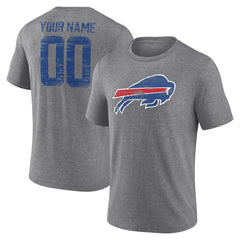 Buffalo Bills Heritage Custom Name & Number Tri-Blend T-Shirt - Gray cheap