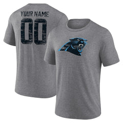 Carolina Panthers Heritage Custom Name & Number Tri-Blend T-Shirt - Gray discount