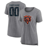 Chicago Bears Women's Heritage Custom Name & Number Tri-Blend T-Shirt - Gray outlet