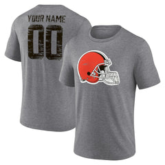 Cleveland Browns Heritage Custom Name & Number Tri-Blend T-Shirt - Gray sale