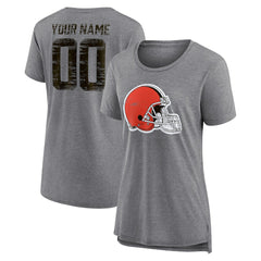Cleveland Browns Women's Heritage Custom Name & Number Tri-Blend T-Shirt - Gray cheap