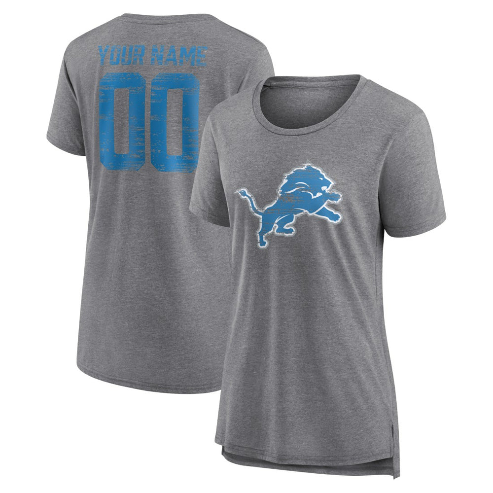 Detroit Lions Women's Heritage Custom Name & Number Tri-Blend T-Shirt - Gray on sale