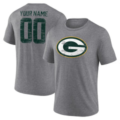 Green Bay Packers Heritage Custom Name & Number Tri-Blend T-Shirt - Gray sale