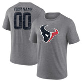 Houston Texans Heritage Custom Name & Number Tri-Blend T-Shirt - Gray sale