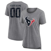 Houston Texans Women's Heritage Custom Name & Number Tri-Blend T-Shirt - Gray on sale