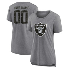 Las Vegas Raiders Women's Heritage Custom Name & Number Tri-Blend T-Shirt - Gray sale