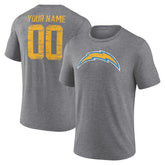 Los Angeles Chargers Heritage Custom Name & Number Tri-Blend T-Shirt - Gray online