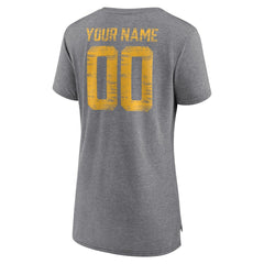 Los Angeles Chargers Women's Heritage Custom Name & Number Tri-Blend T-Shirt - Gray cheap