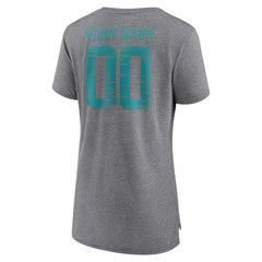Miami Dolphins Women's Heritage Custom Name & Number Tri-Blend T-Shirt - Gray outlet