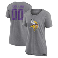 Minnesota Vikings Women's Heritage Custom Name & Number Tri-Blend T-Shirt - Gray outlet