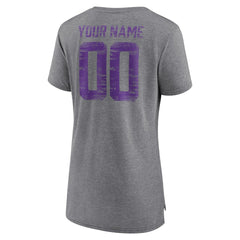 Minnesota Vikings Women's Heritage Custom Name & Number Tri-Blend T-Shirt - Gray outlet