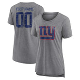 New York Giants Women's Heritage Custom Name & Number Tri-Blend T-Shirt - Gray for sale