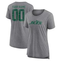 New York Jets Women's Heritage Custom Name & Number Tri-Blend T-Shirt - Gray outlet