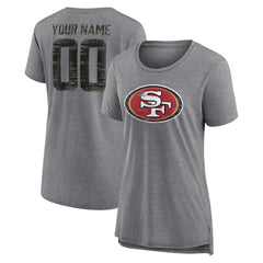 San Francisco 49ers Women's Heritage Custom Name & Number Tri-Blend T-Shirt - Gray sale